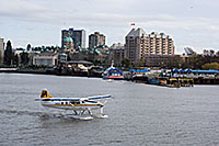 Float plane preparing for take off in the Victoria inner harbour.